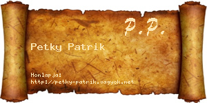 Petky Patrik névjegykártya