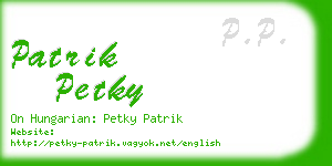 patrik petky business card